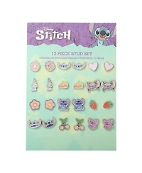 Disney Lilo and Stitch 12 Pairs Earring Set - Cherry, Flower, Donut, Heart, Strawberry