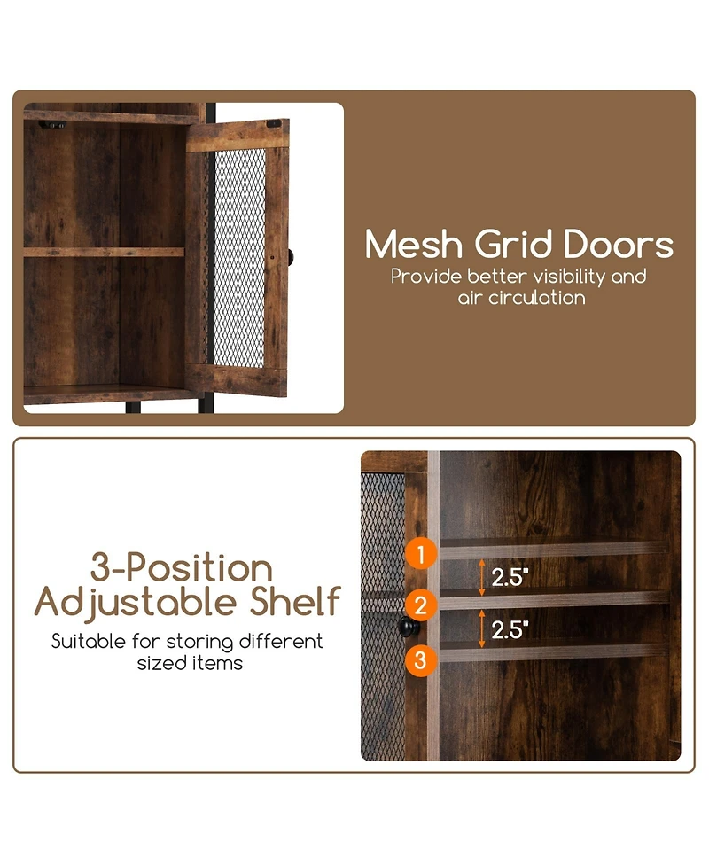 Sugift Over-The-Toilet Storage Cabinet with Heavy-Duty Metal Frame 2-door Freestanding