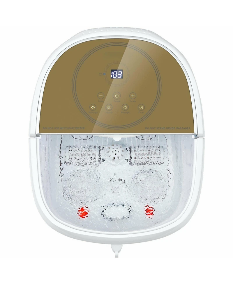 Skonyon Foot Spa Bath Massager with 3-Angle Shower and Motorized Rollers-Coffee