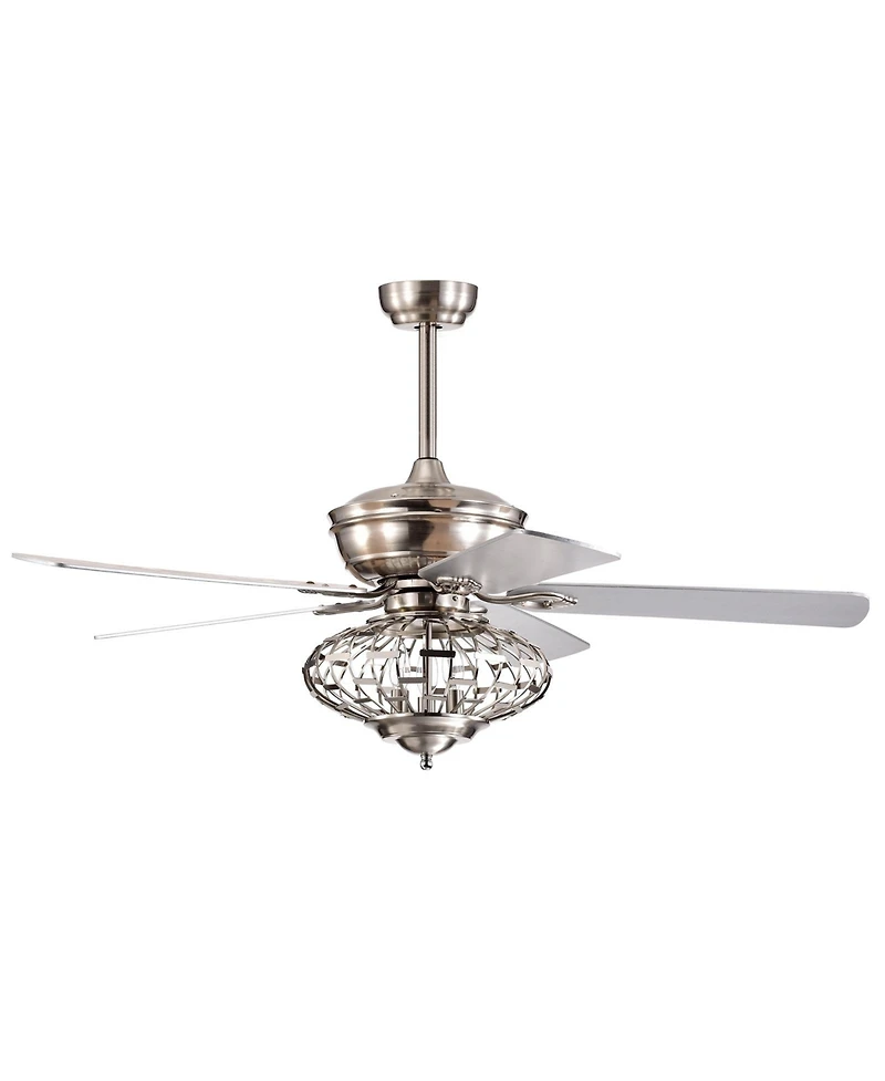 52 Inches Ceiling Fan with Wooden Blades and Remote Control-Silver