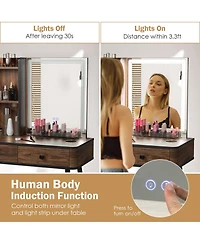 Sugift Vanity Makeup Table Set with Lighted Mirror