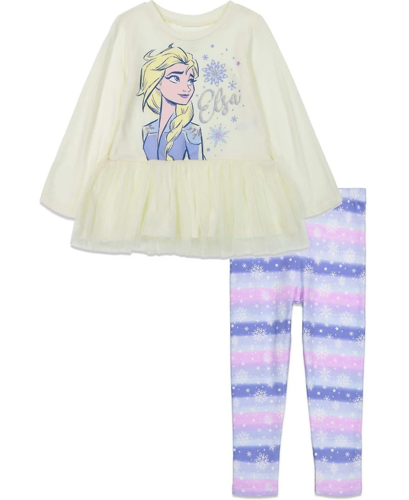 Frozen Big Girls Peplum T-Shirt and Leggings Outfit Set