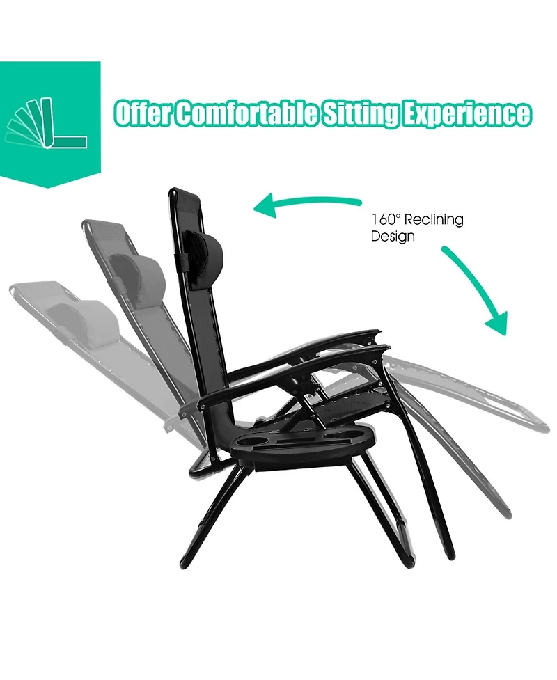Inolait Sugift 2 Pieces Folding Lounge Chair with Zero Gravity