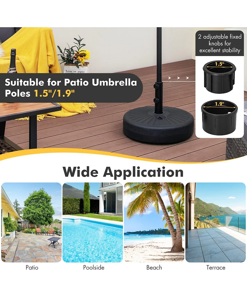 Sugift 19.5 Inch Fillable Round Umbrella Base Stand for Yard Garden Poolside-Black