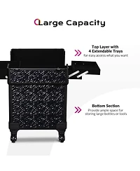 Byootique Rolling Makeup Train Case Cosmetic Trolley Organizer Mermaid Black