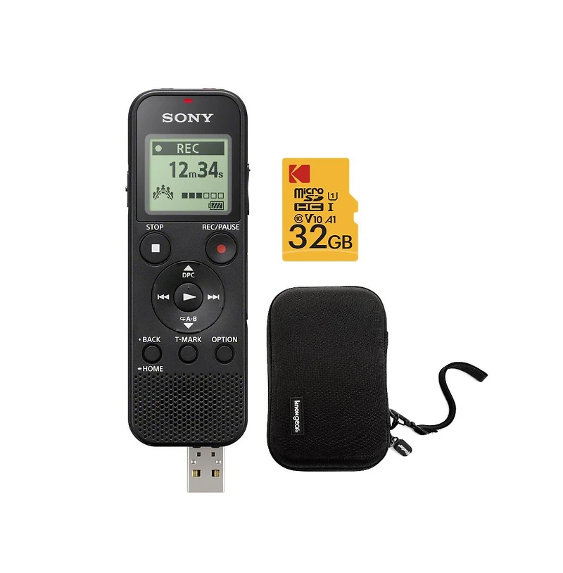Sony Icd-PX370 Mono Digital Voice Recorder with Built-In Usb and Case Bundle