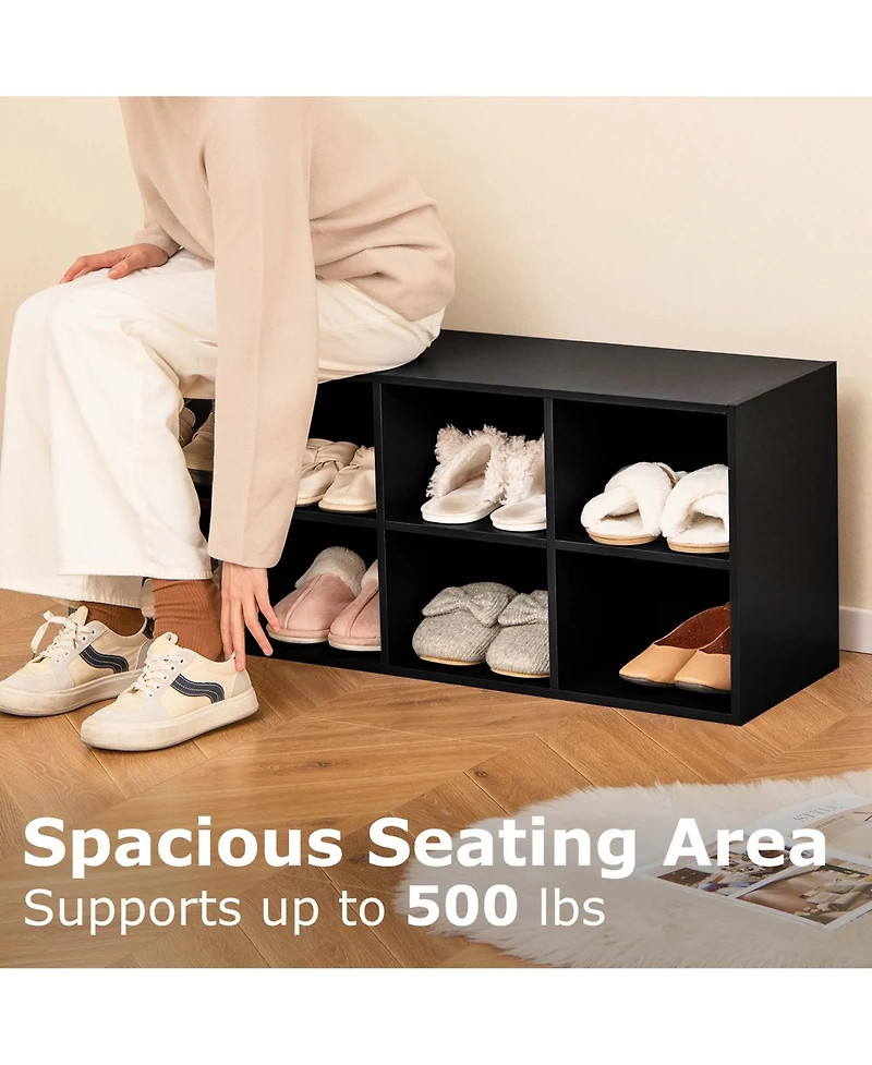 Shoe Bench 8 Cubbies Organizer with 500 Lbs Weight Capacity Cubby Rack
