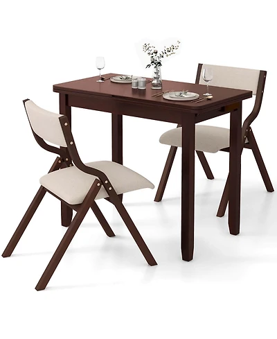 Kitchen Table Set for 2 with Expandable Dining Upholstered Folding Chairs
