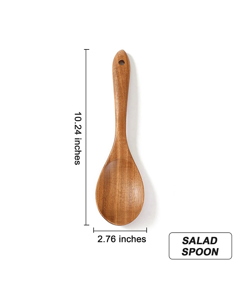 Sugift 9-Piece Natural Teak Wooden Kitchen Utensils Set