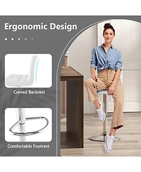 Sugift Armless Pu Leather Bar Stool with Adjustable Height and Swivel Seat