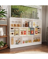 White Wood 10-Shelf Freestanding Standard Bookcase