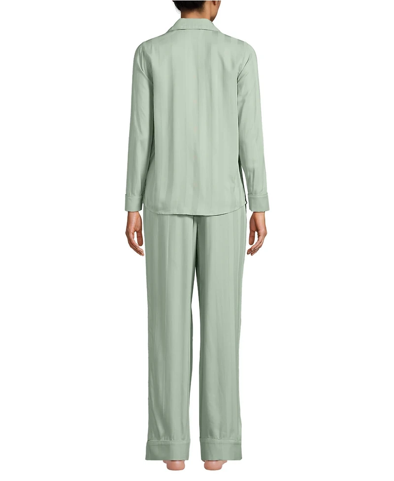 Lands' End Women's Shadow Stripe 2 Piece Pajama Set - Top and Pants