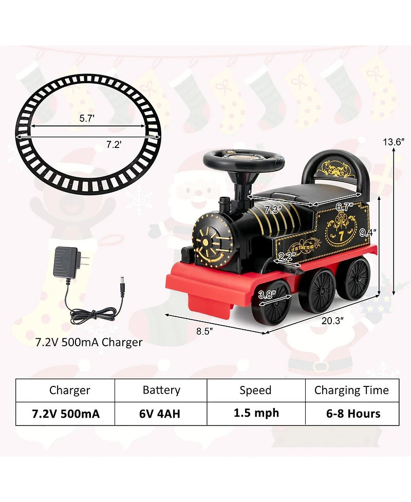 Gymax 6V Electric Kids Ride On Train Motorized Toy w/ Track & 6 Wheels Green