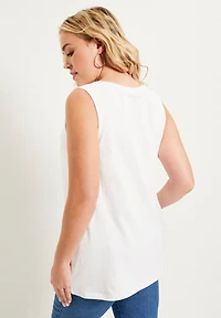 June + Vie Women's Plus V-Neck One Only Tank Top