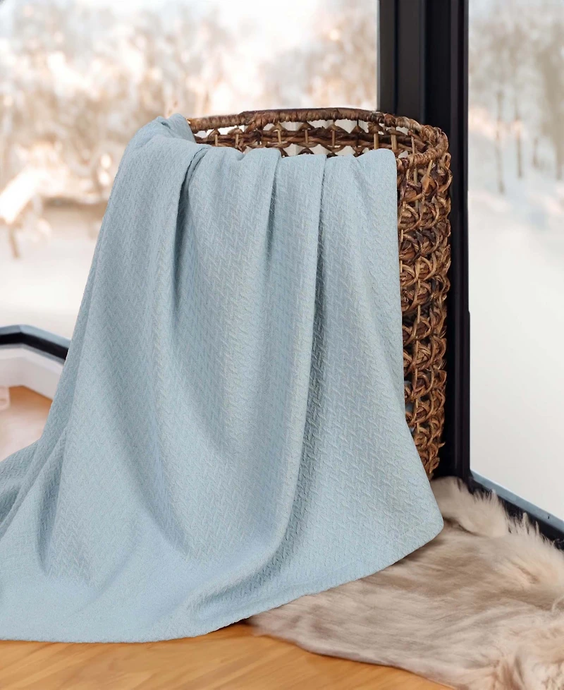 Superior Nobel Cotton Jacquard Dobby Weave Textured Chevron Lightweight Woven Throw, 50" x 60"