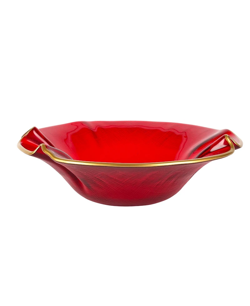 Vietri Holiday Glass Small Ruffled Bowl