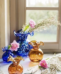 Vietri Hibiscus Glass Cobalt Tortoiseshell Large Fluted Vase