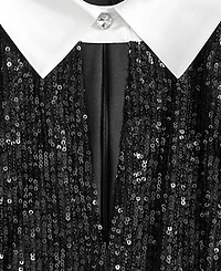Karl Lagerfeld Paris Women's Collared Sequin French Cuff Dress