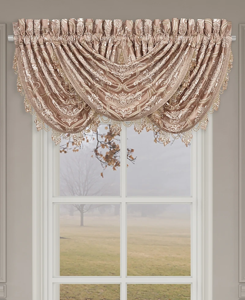 J Queen New York Rosewater Window Waterfall Valance, 33" x 43"