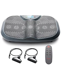 Sunny Health & Fitness 3D Vibration Plate w Resistance Bands, Oscillation Therapy Platform with 16 Speed Settings and 3 Vibration Modes