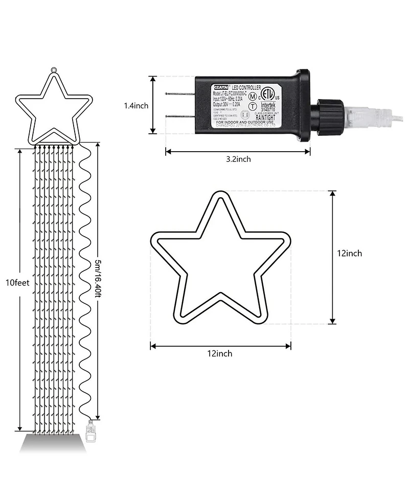 Cowin Christmas Star Lights Waterfall Tree Lights 344 Led 10Ft