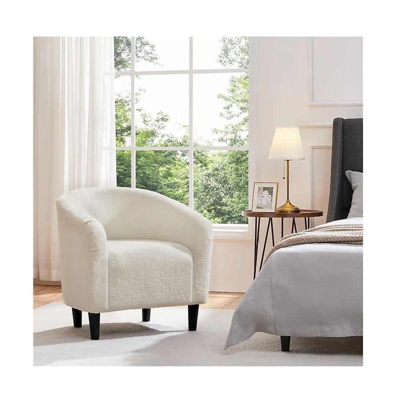 Yaheetech Boucle Club Chair Accent Barrel Arm