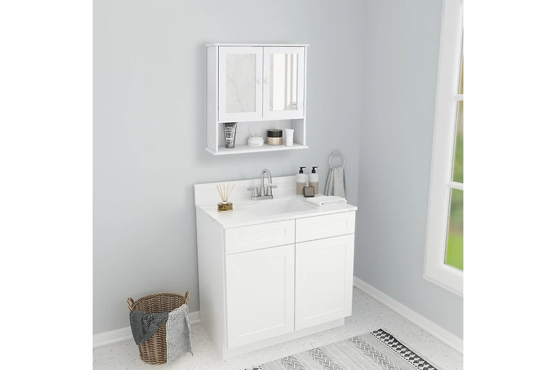 Casainc 21.65'' W 22.83'' H Surface Framed Wall Mounted Bathroom Cabinet Mirror Adjustable Shelves