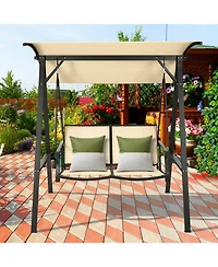 Vebreda 2 Person Patio Swing with Weather Resistant Glider and Adjustable Canopy