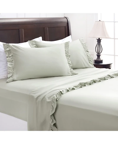 Chanasya Premium Ruffle Sheet Set - Shabby Chic Double Brushed Soft Ruffled Hem Solid Microfiber Sheet Set