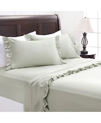 Chanasya Premium Ruffle Sheet Set - Shabby Chic Double Brushed Soft Ruffled Hem Solid Microfiber Sheet Set