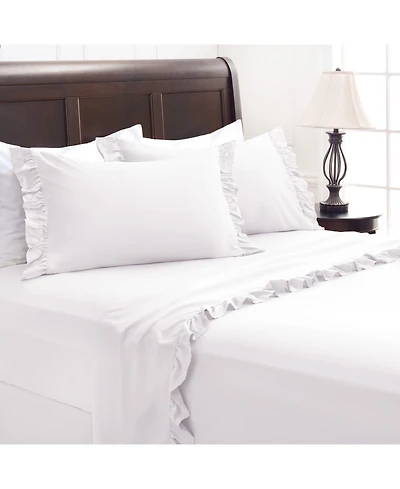Chanasya Premium Ruffle Sheet Set - Shabby Chic Double Brushed Soft Ruffled Hem Solid Microfiber Sheet Set