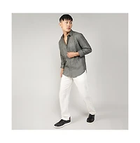 Campus Sutra Men's Olive Green Embroidered One-Lined Shirt