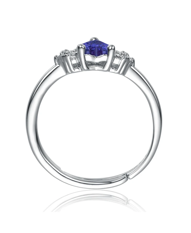 Sterling Silver Heart Cubic Zirconia Cluster Promise Ring
