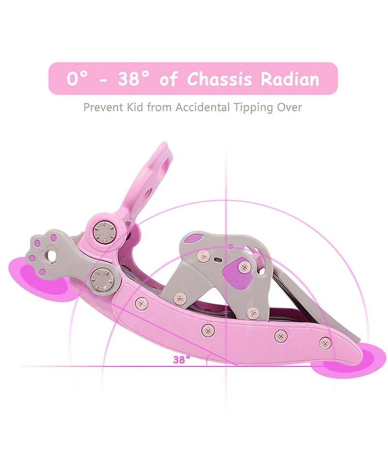 Baby Rocking Horse Slide Set 4-in-1 Kids Swing Toys w/Basketball Hoop Ferrule