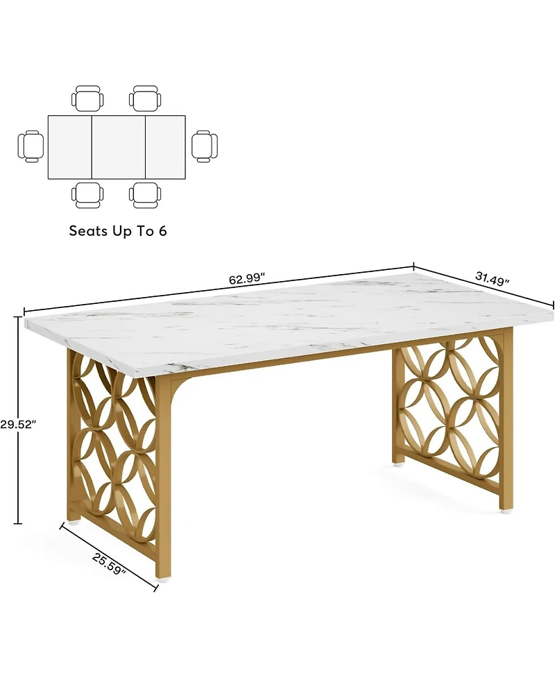 Tribesigns Conference Table for 4-6 People, 62.99" L x 31.49" W Rectangular Meeting Room Table, Seminar Table Boardroom Desk with Sturdy Metal Frame f