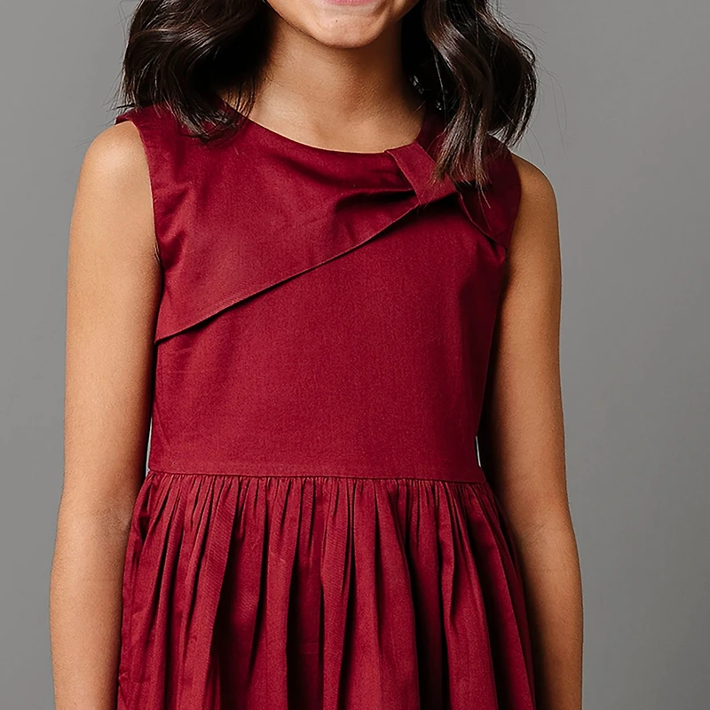 Hope & Henry Little Girls Asymmetrical Bow Sateen Party Dress