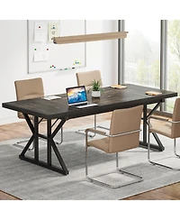 Tribesigns 6FT Conference Table, 70.86 L x 31.49 W 29.52 H Inches Rectangle Meeting Room Rustic Wood Seminar Table Executive Desk
