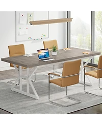 Tribesigns 6FT Conference Table, 70.86 L x 31.49 W 29.52 H Inches Rectangle Meeting Room Rustic Wood Seminar Table Executive Desk