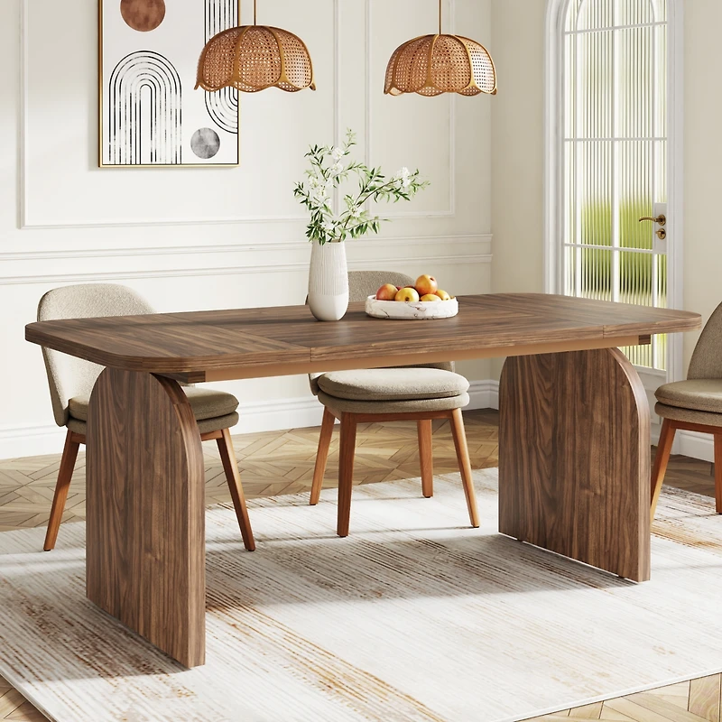 Tribesigns 63-Inch Rectangular Dining Table for 4 Person, Farmhouse Kitchen Dinner Table with Wood Laminated Board Tabletop