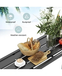 Inolait 55 Inch Outdoor Bar Table with Waterproof Top and Heavy-duty Metal Frame