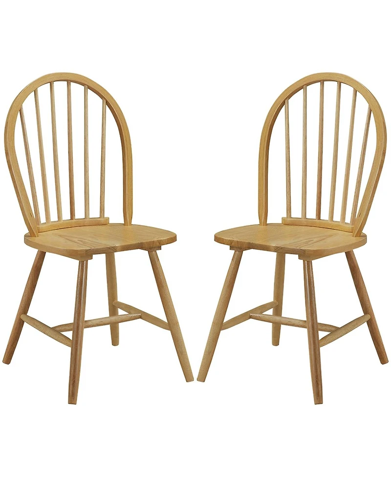 Sugift Set of 2 Vintage Windsor Wood Chair with Spindle Back for Dining Room
