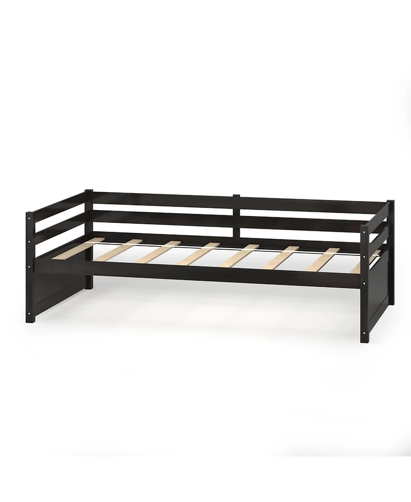 Costway Twin Trundle Daybed Wooden Slat Support Mattress Platform for Kids