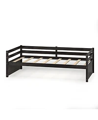 Costway Twin Trundle Daybed Wooden Slat Support Mattress Platform for Kids