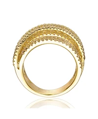 Sterling Silver Cubic Zirconia Crossover Channel Ring