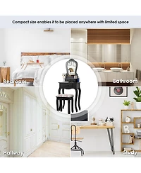 Costway Vanity Jewelry Makeup Dressing Table Stool Drawer