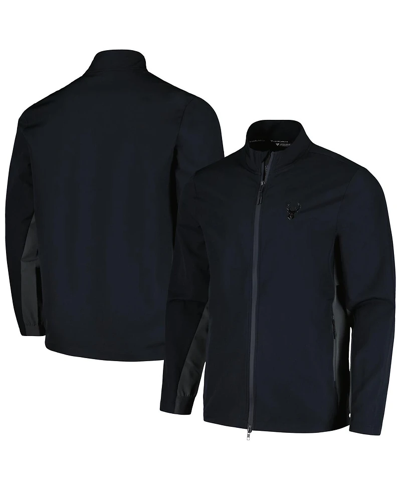 LevelWear Men's Black Milwaukee Bucks Harrington Full-Zip Jacket