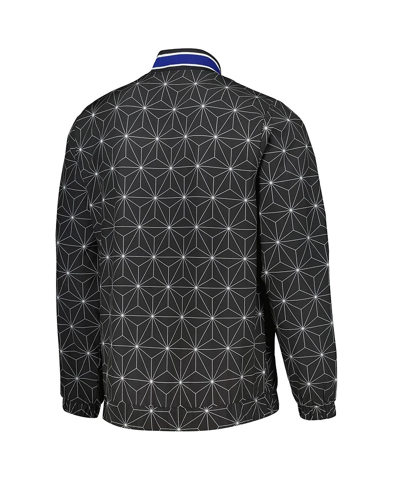 Starter Men's Black Philadelphia 76ers In-Field Play Fashion Satin Full-Zip Varsity Jacket