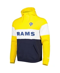 New Era Men's Navy/Gold Los Angeles Rams Colorblock Throwback Pullover Hoodie