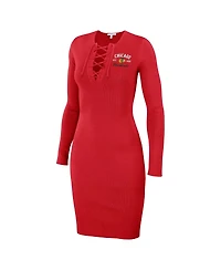 Wear by Erin Andrews Women's Red Chicago Blackhawks Lace-Up Dress
