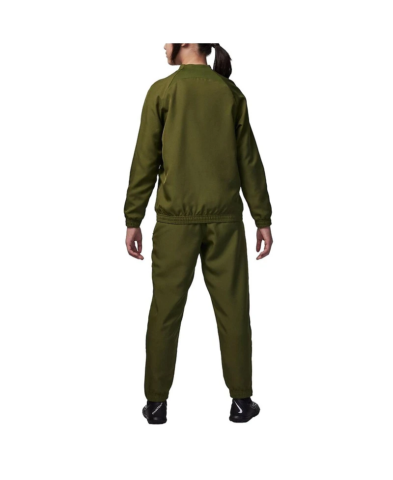 Jordan Big Boys and Girls Olive Paris Saint-Germain 2023/24 Strike Full-Zip Track Jacket